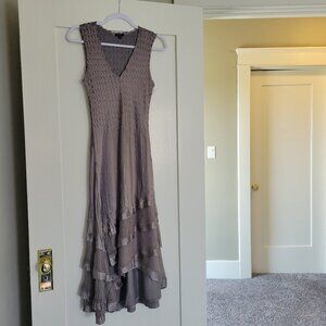 [Komarov] NWOT Chiffon Tiered Ruffle A-Line Midi Dress